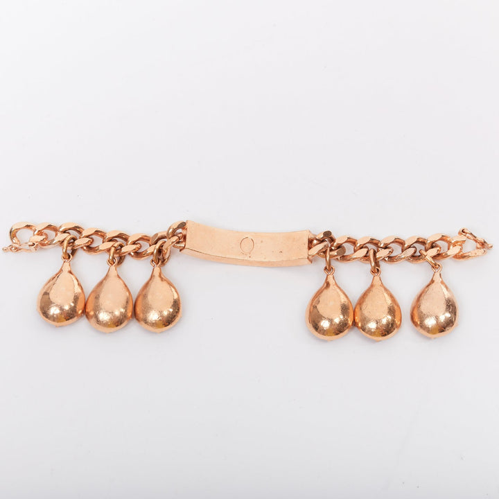 CHRISTIAN DIOR John Galliano 2004 gold tone metal drop rhinestone chain bracelet