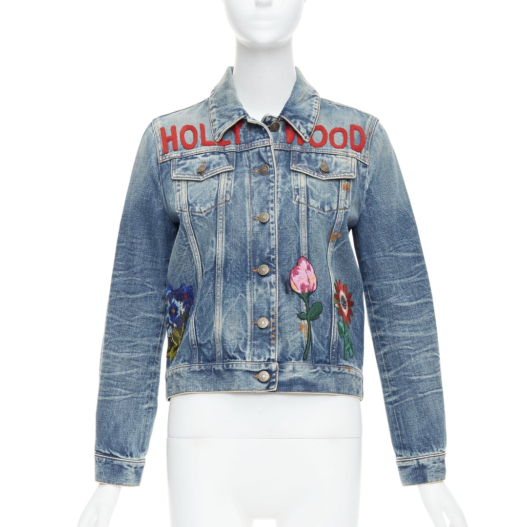 GUCCI HOLLYWOOD bunny blue washed denim jacket IT40 S