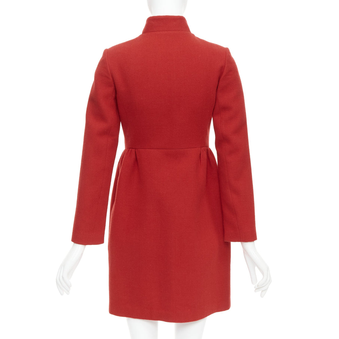 VALENTINO red wool Chinoiserie knot button double breasted coat IT38 XS