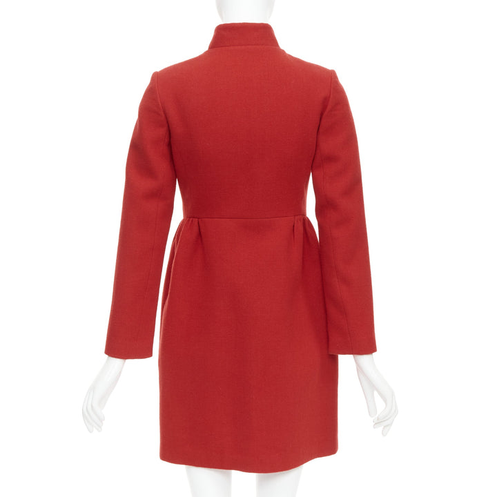 VALENTINO red wool Chinoiserie knot button double breasted coat IT38 XS