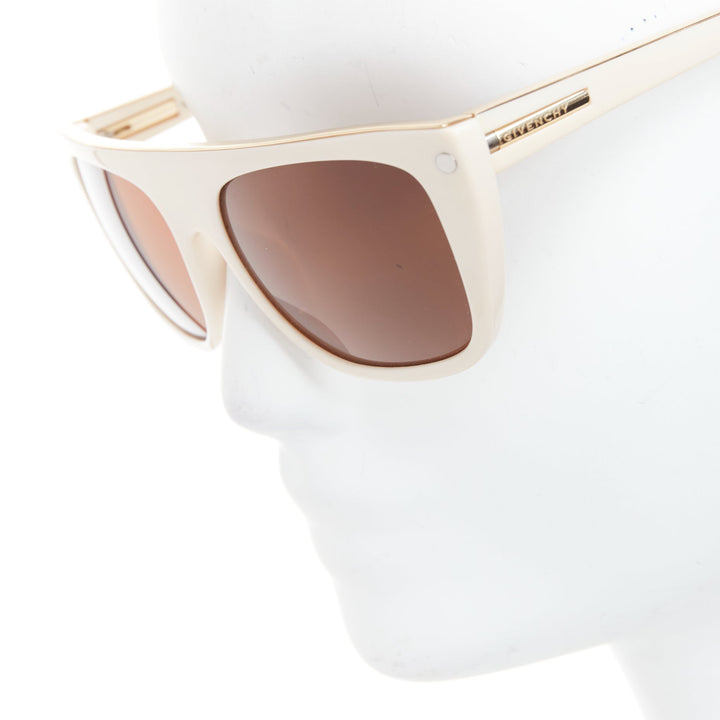 GIVENCHY SGV883 cream acetate gold top logo sunglasses