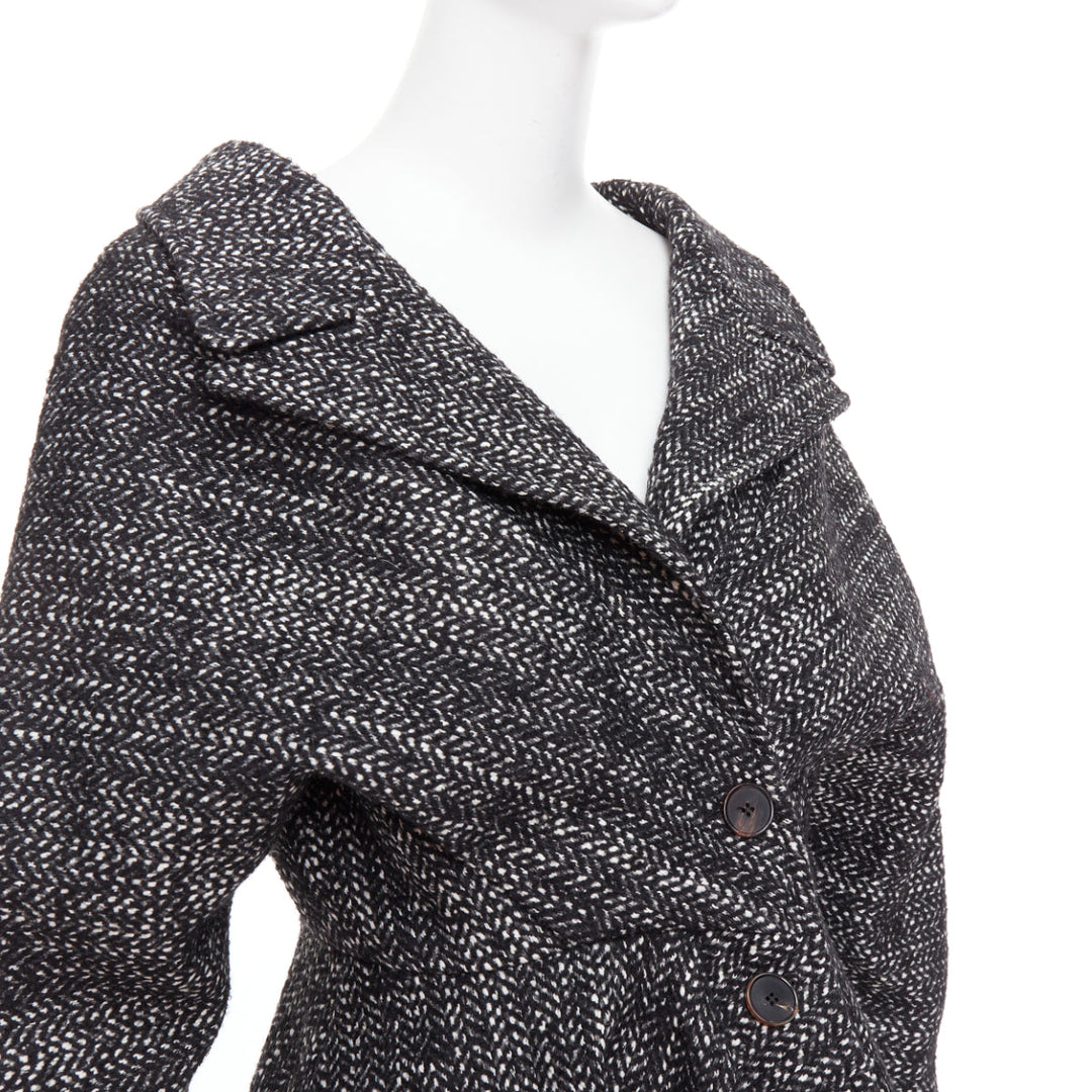 ALEXANDRE BLANC grey virgin wool blend tweed dolman swing coat FR34 XS