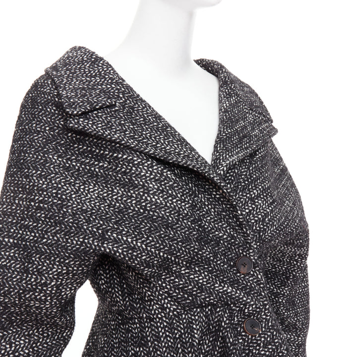 ALEXANDRE BLANC grey virgin wool blend tweed dolman swing coat FR34 XS