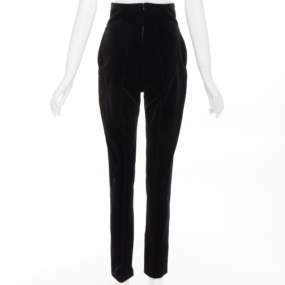 ALEXANDRE VAUTHIER black velvet high waisted front pleat tapered pants