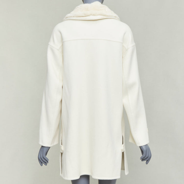 LORO PIANA Baby Cashmere Jubilee cream double face cashmere lambskin fur coat S