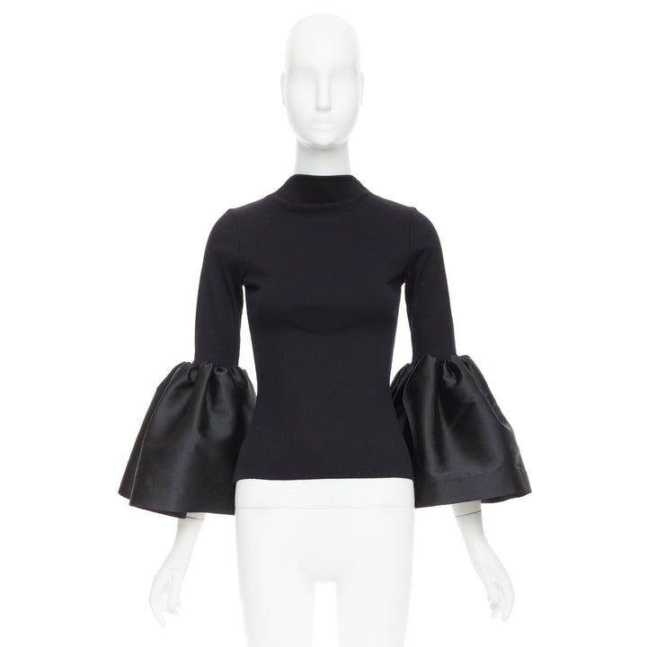 MARQUES ALMEIDA black organic cotton puff bishop sleeve sweater XS