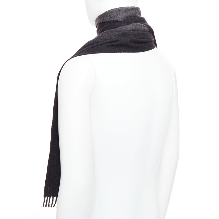 PRADA 2011 grey black 100% cashmere ombre fringe long scarf