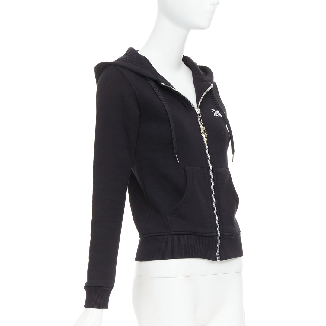 A&G Rock n Roll Couture Amal Guessou black 925 silver dagger crop hoodie S