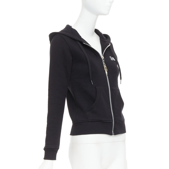 A&G Rock n Roll Couture Amal Guessou black 925 silver dagger crop hoodie S