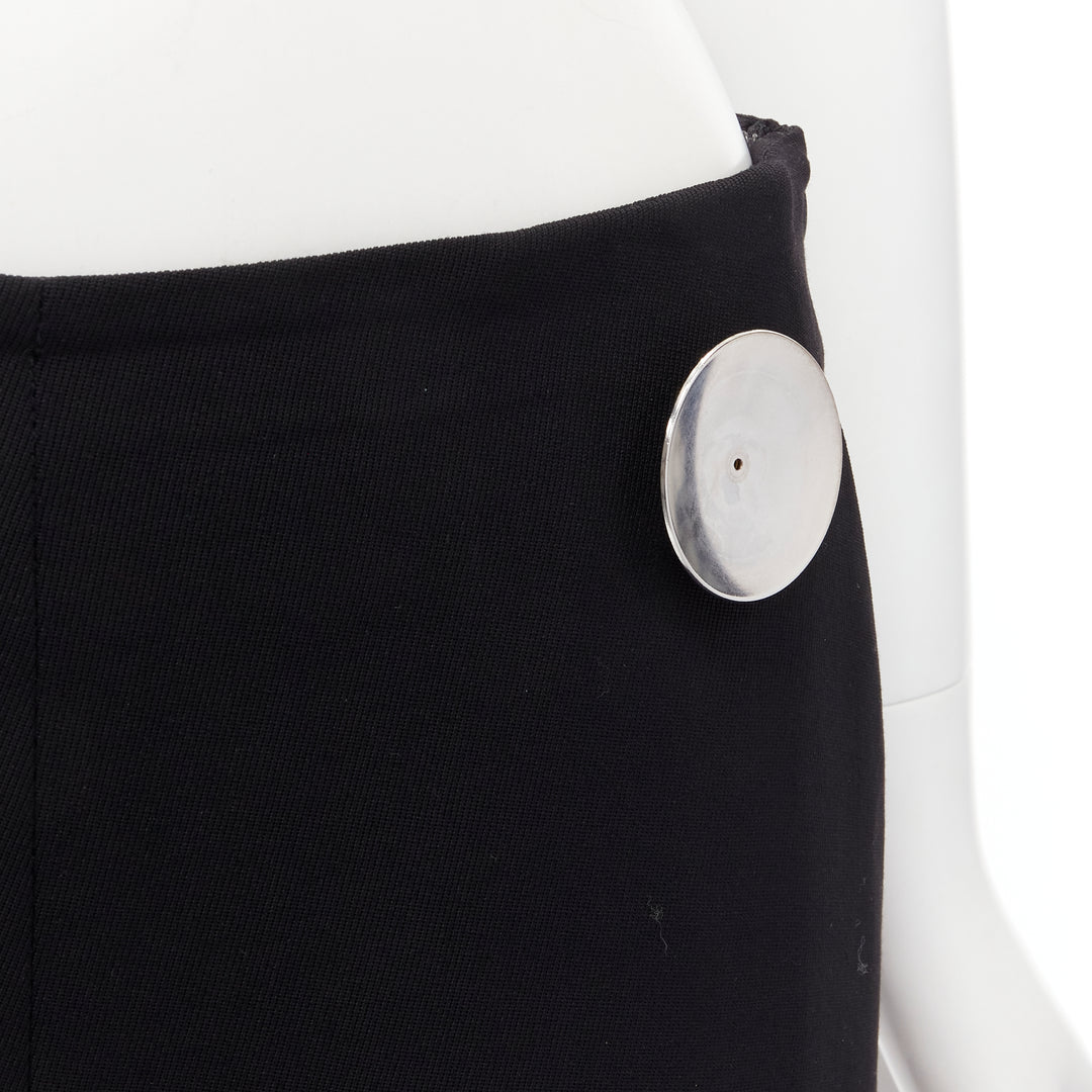 STELLA MCCARTNEY 2015 wool black silver button embellished wide leg pants IT40 S