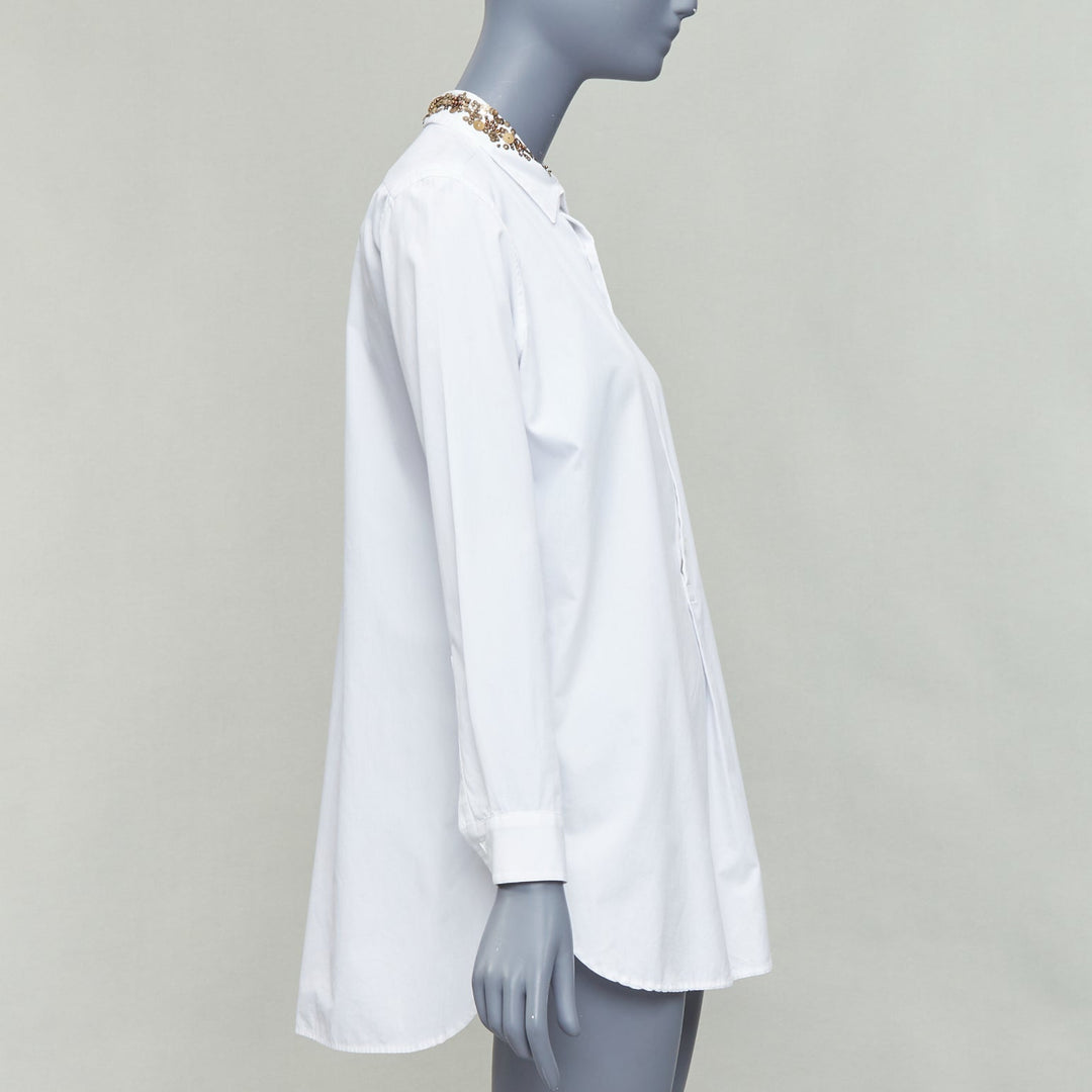 Y'S YOHJI YAMAMOTO white gold sequinned collar popover shirt JP1 S