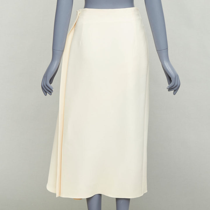 CHRISTIAN DIOR ecru  cream wool silk bias cut pleated Aline skirt FR38 M