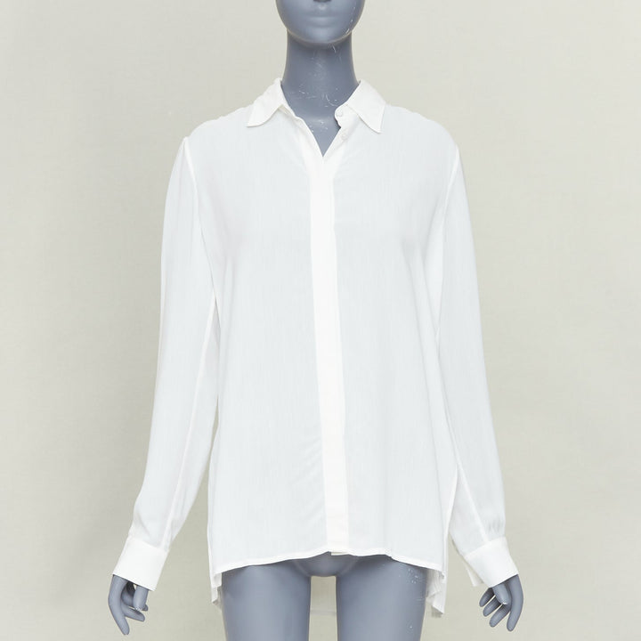 THE ROW Carlton Pleated Back Fluid Crepe white viscose long sleeve shirt XS