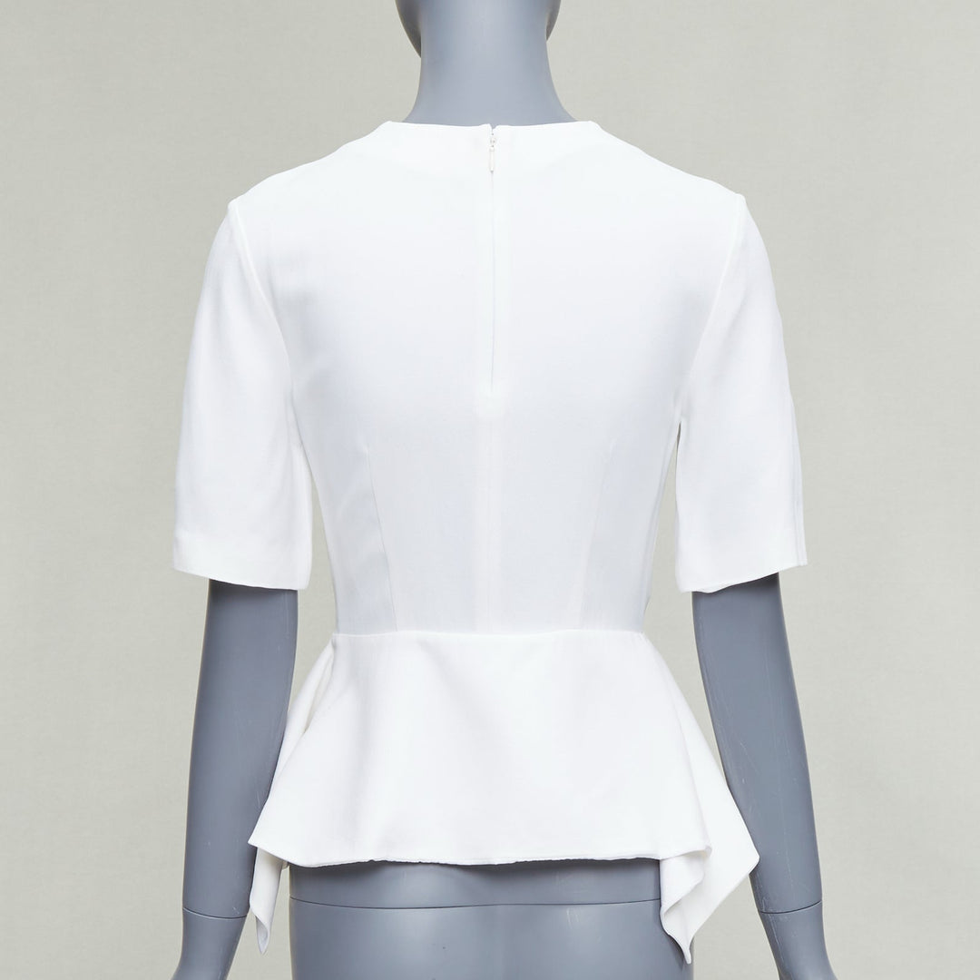 MIU MIU 2013 cream acetate blend peplum half sleeve top IT38 XS