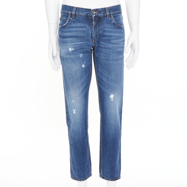 DOLCE GABBANA Martini mid blue distressed cotton denim jeans IT48 M