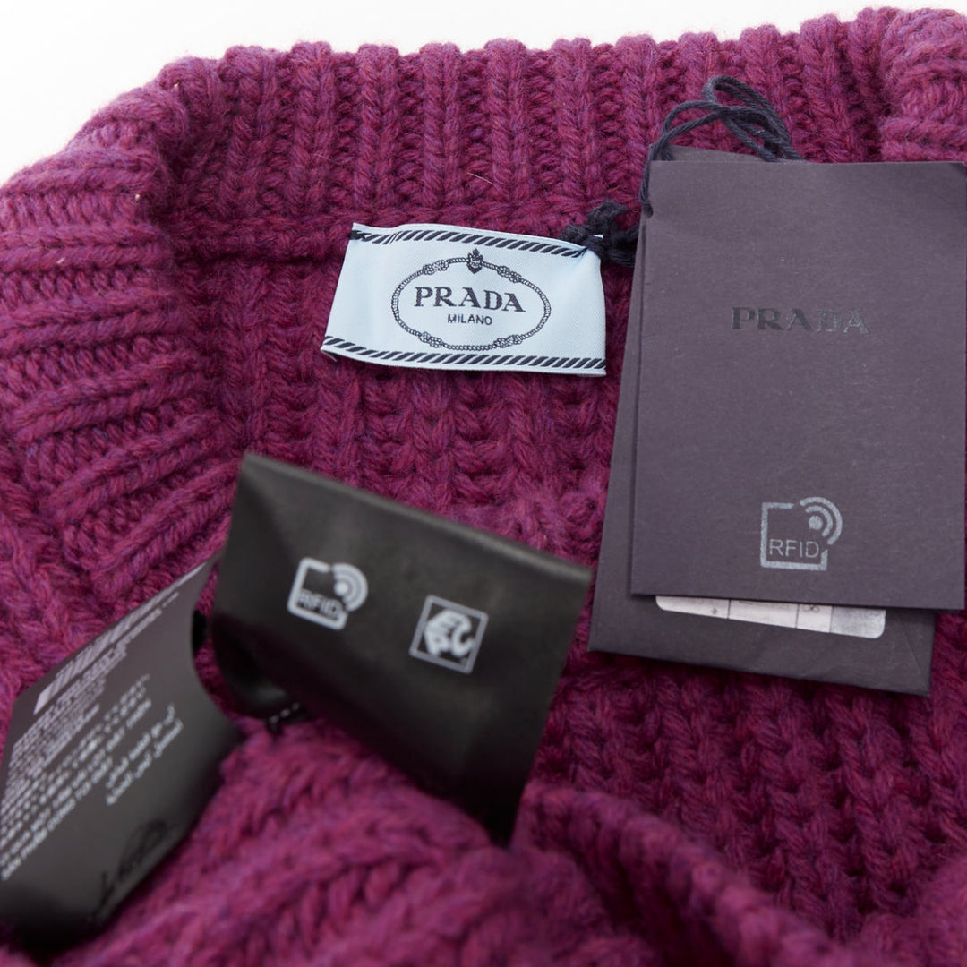 PRADA 2021 Runway purple Shetland wool built in bra corset bust sweater IT38 XS