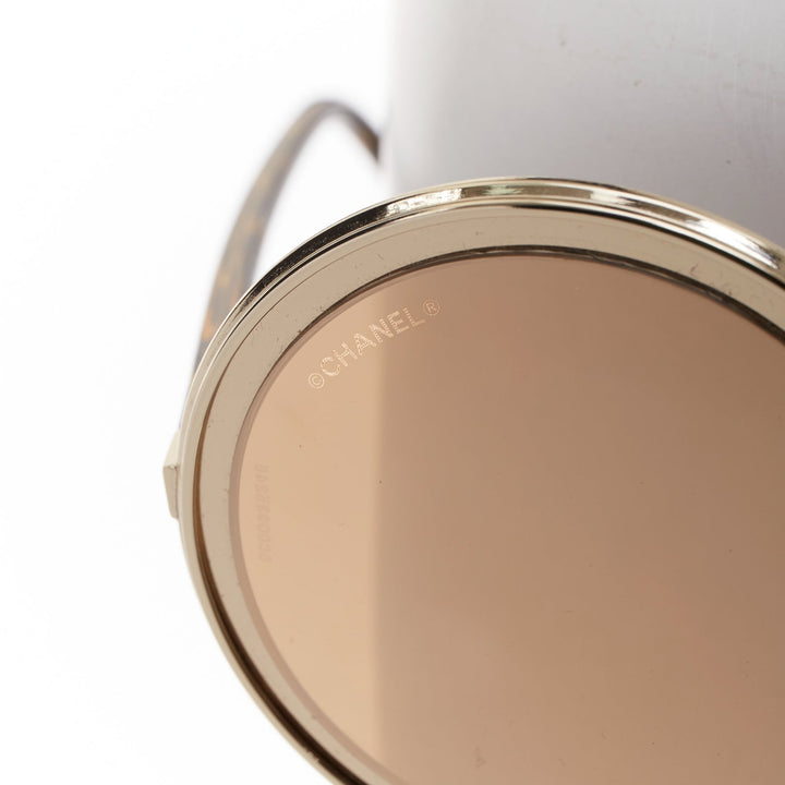 CHANEL 4226 gold-tone round mirrored lens resin temple sunglasses