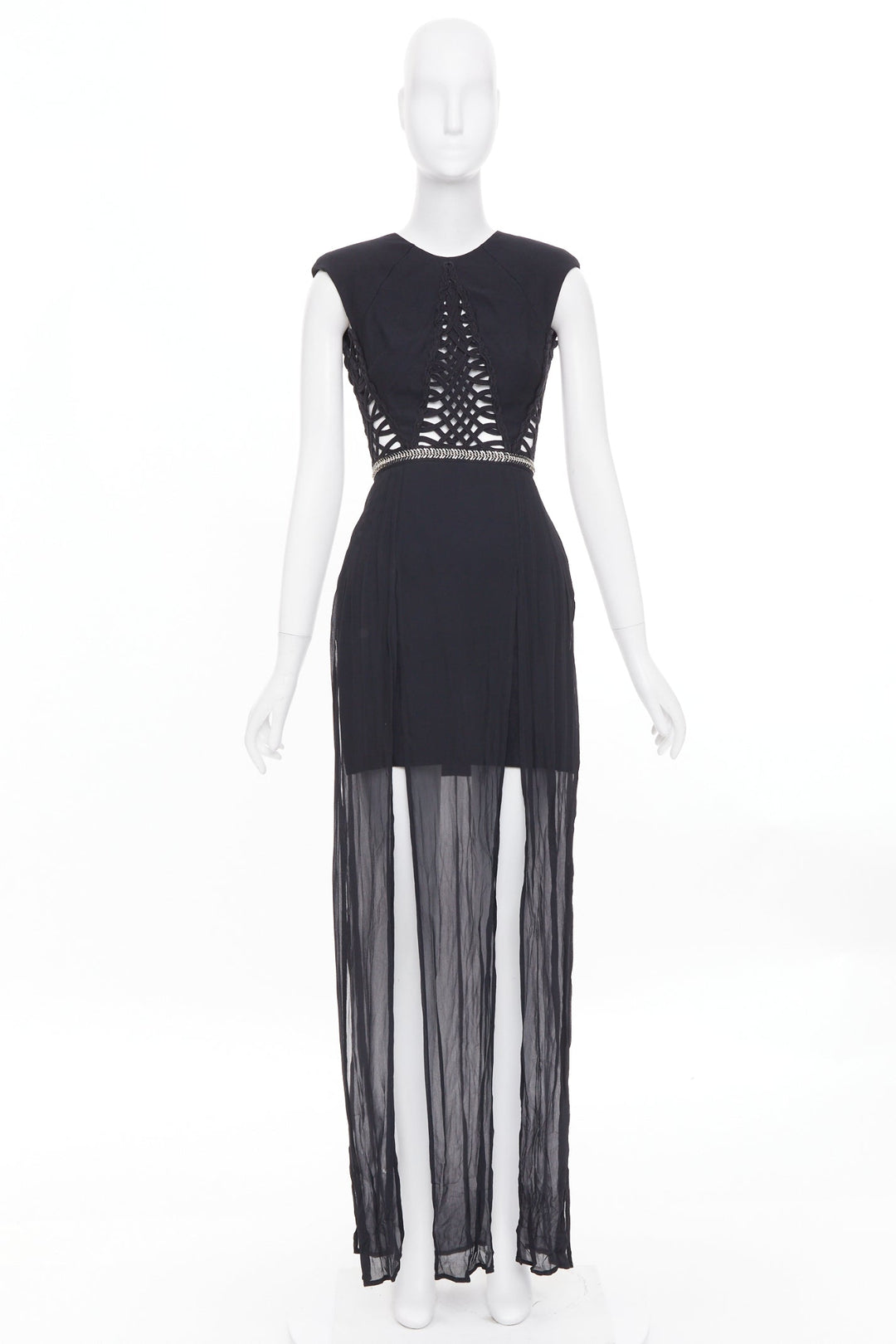 SASS & BIDE Lace Twist black cut out viscose blend apparel dress US6 M