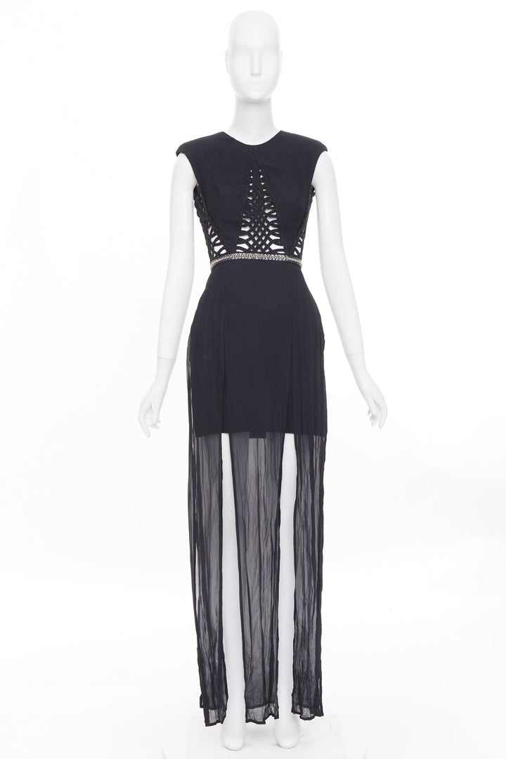 SASS & BIDE Lace Twist black cut out viscose blend apparel dress US6 M