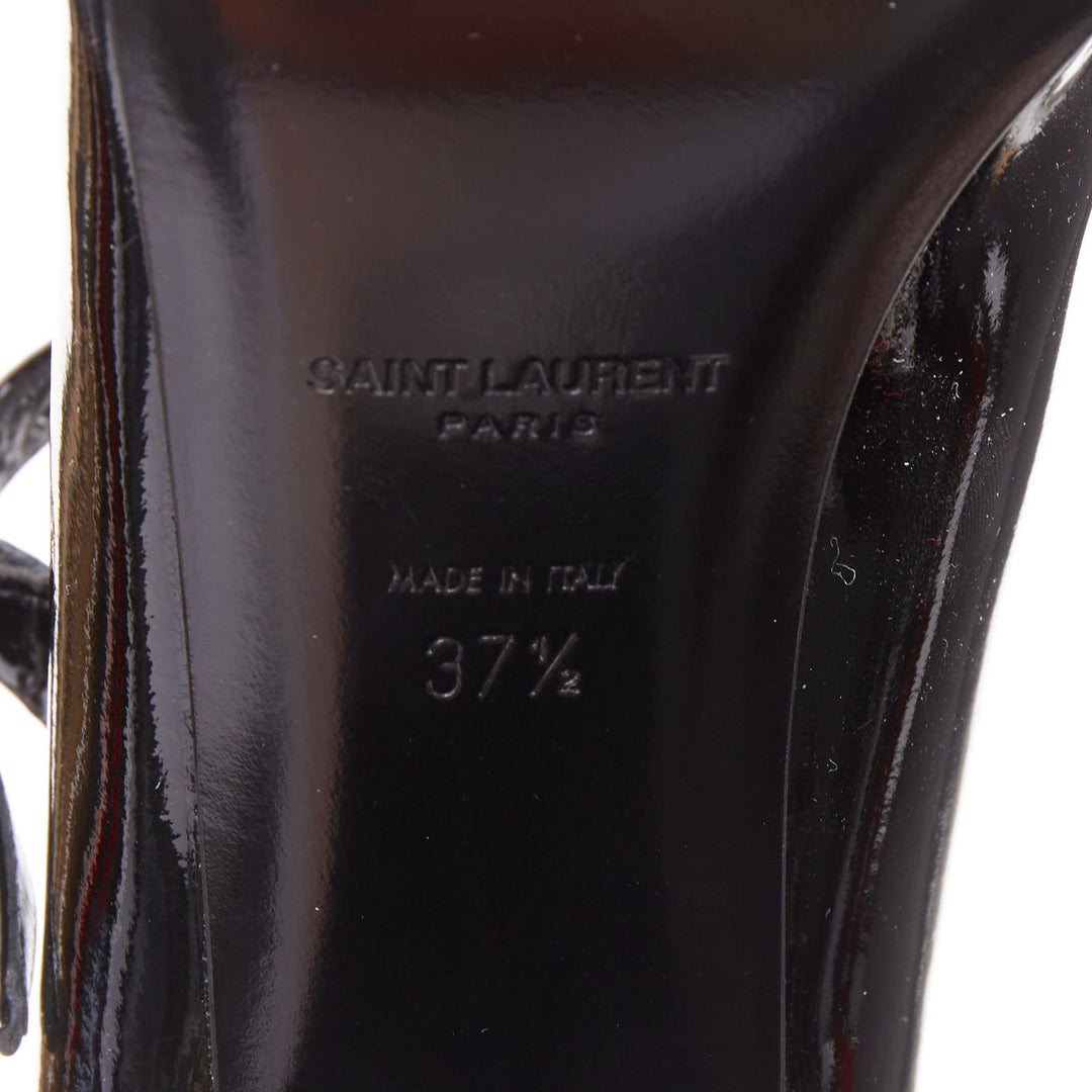 SAINT LAURENT black patent square brooch maryjane kitten pumps EU37.5