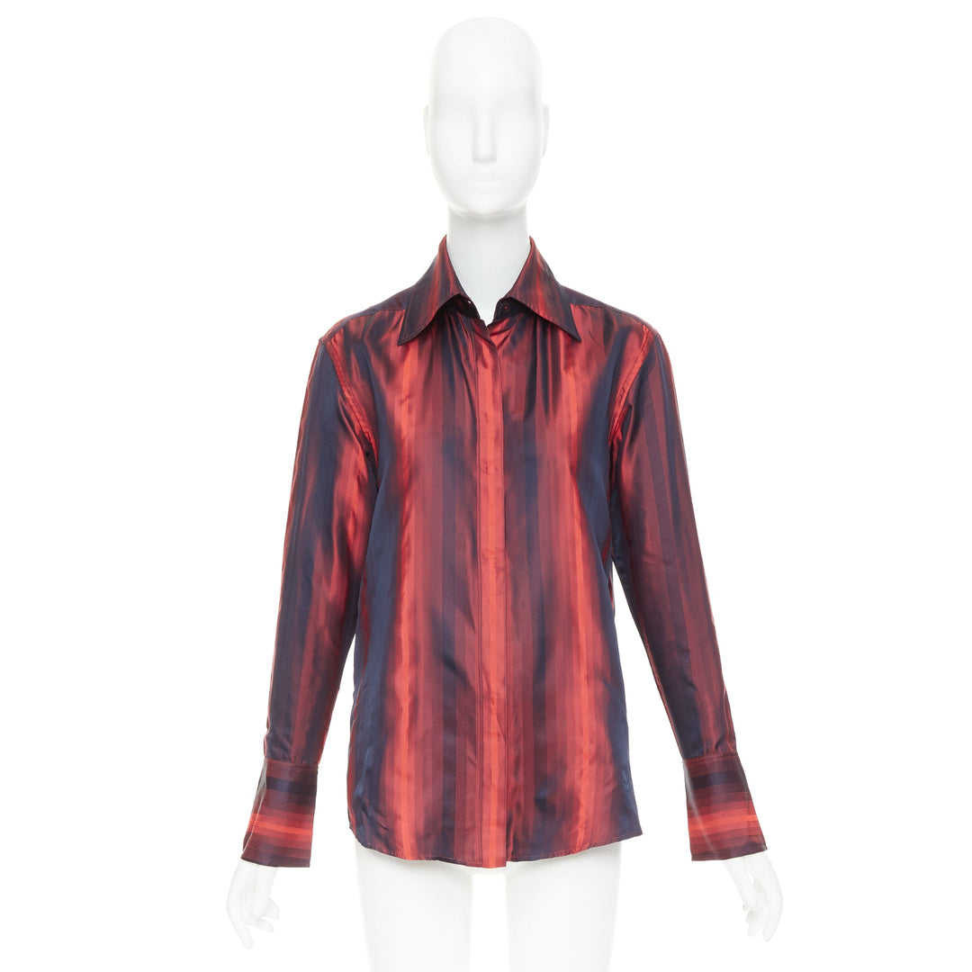 GUCCI 1997 Tom Ford Vintage orange black gradient striped shirt IT40 S