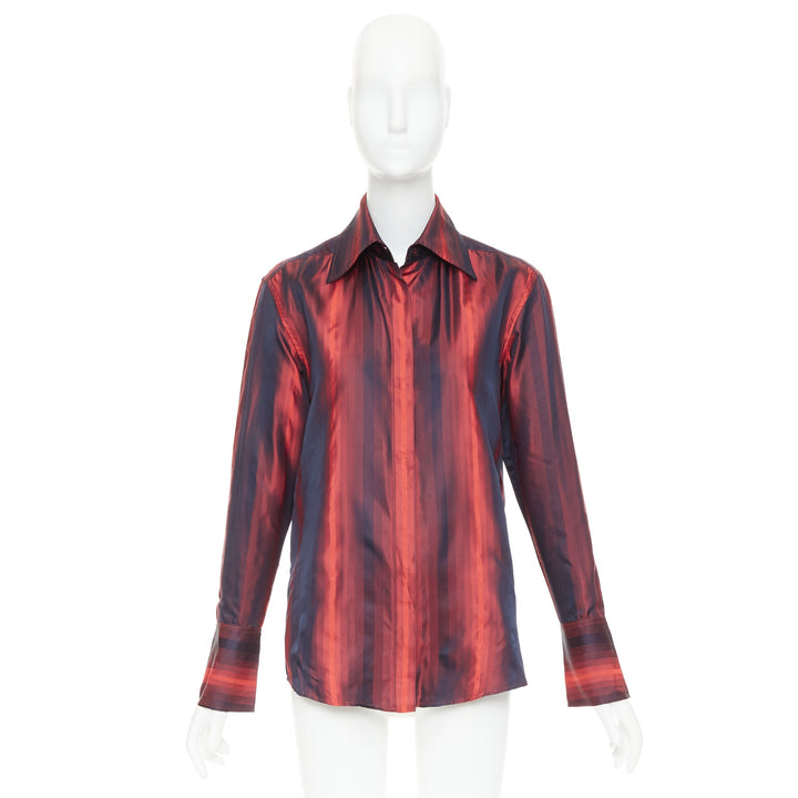 GUCCI 1997 Tom Ford Vintage orange black gradient striped shirt IT40 S