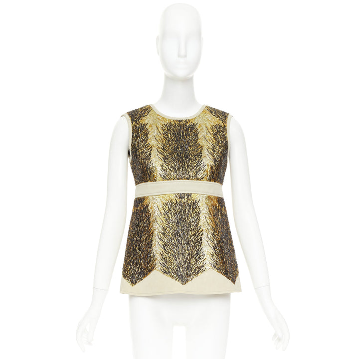 LOUIS VUITTON 2014 gold black sequin embellish neoprene top FR36 S Taylor Swift