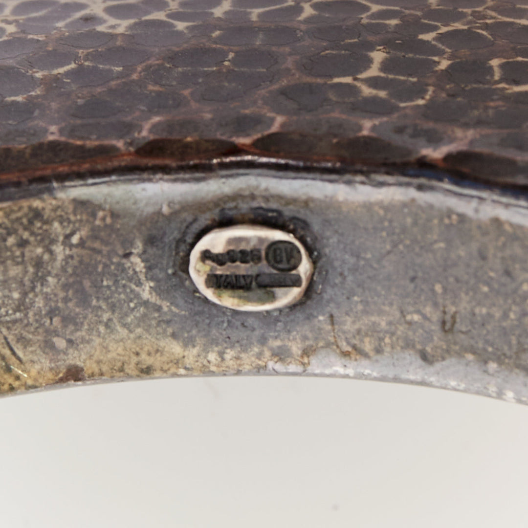 rare BOTTEGA VENETA 2014 oxidized 925 sterling silver hammered disk bangle cuff