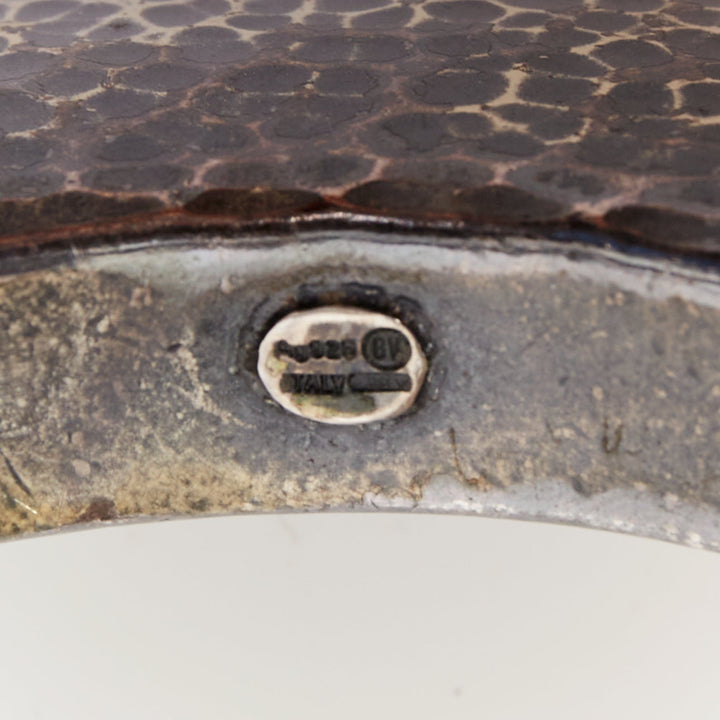 rare BOTTEGA VENETA 2014 oxidized 925 sterling silver hammered disk bangle cuff