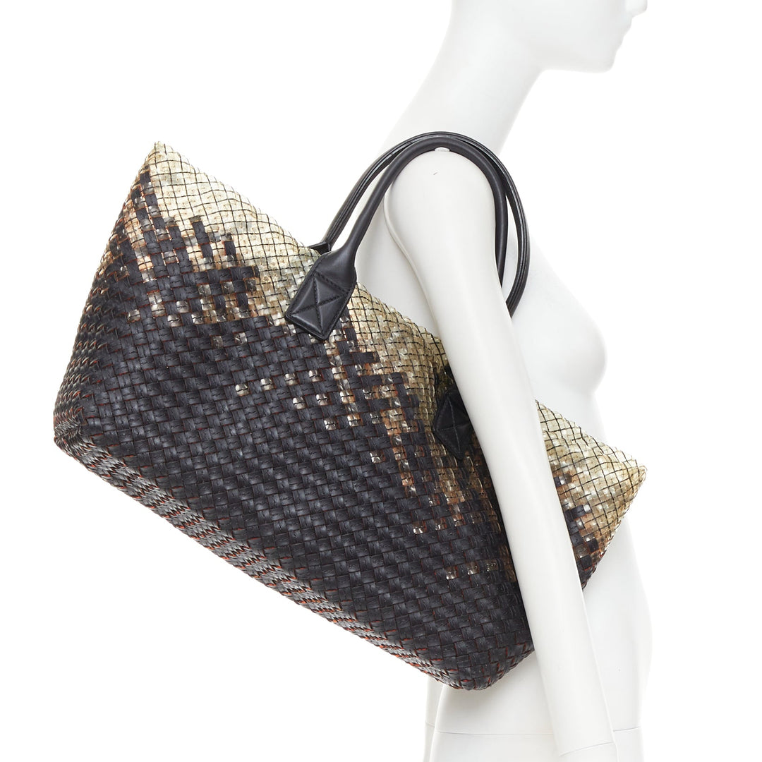 BOTTEGA VENETA Limited Cabat MM clear pvc black leather intrecciato tote bag