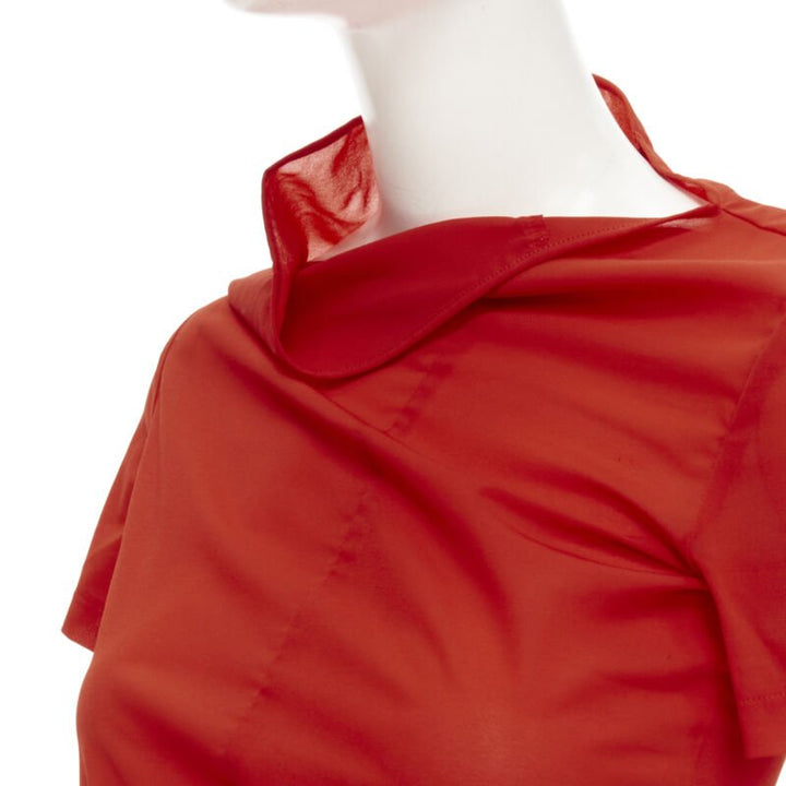 rare COMME DES GARCONS 1997 Lumps Bumps red asymmetric cowl neck bias cut top