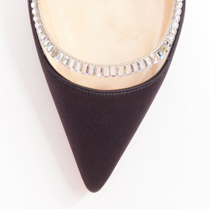 CHRISTIAN LOUBOUTIN Paulina Strass 100 Crepe Satin baguette crystal pumps EU37.5