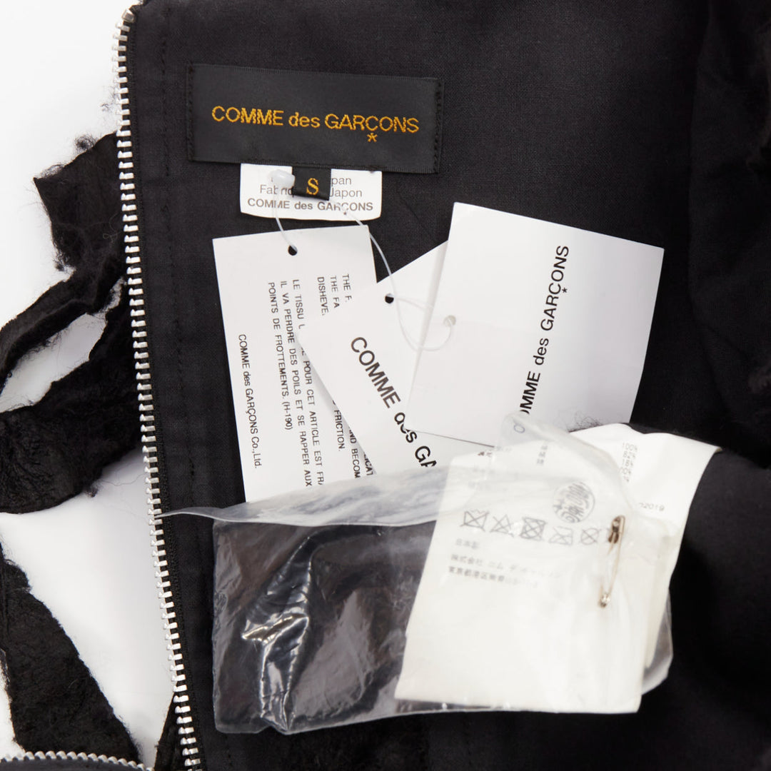 rare COMME DES GARCONS 2019 Runway black shredded silk fringe multi sleeves top