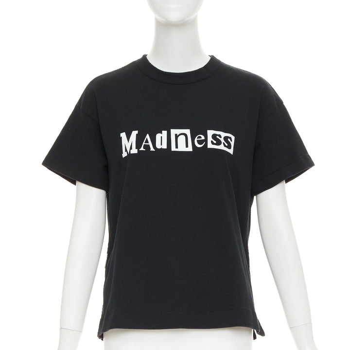 SACAI 2017 black cotton white Madness patch silver side zip tshirt JP2 M