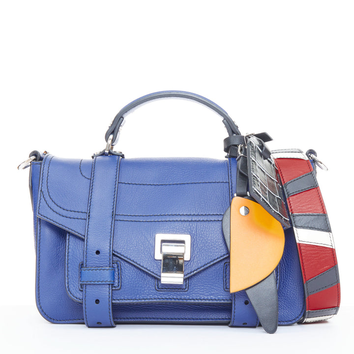 PROENZA SCHOULER Runway PS1 Tiny blue leather patchwork multi charm bag