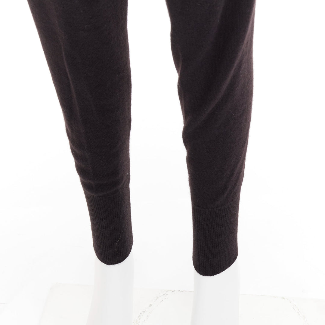 rare CHANEL 93A Vintage black cashmere white logo patch waist jogger pant FR36 S