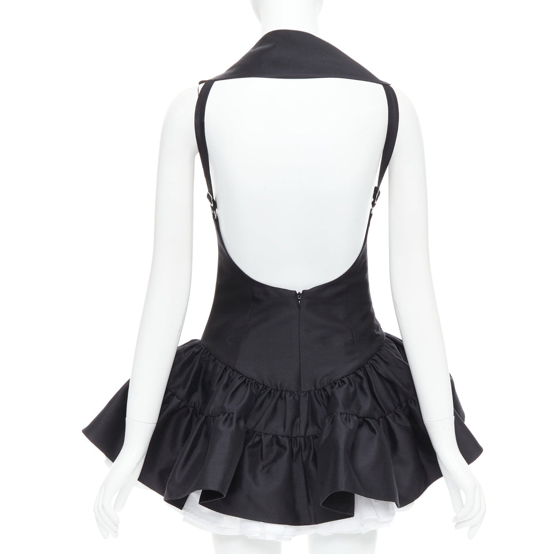 SHUSHU TONG Multilayer Bubble black wool silk puff skirt dress XS