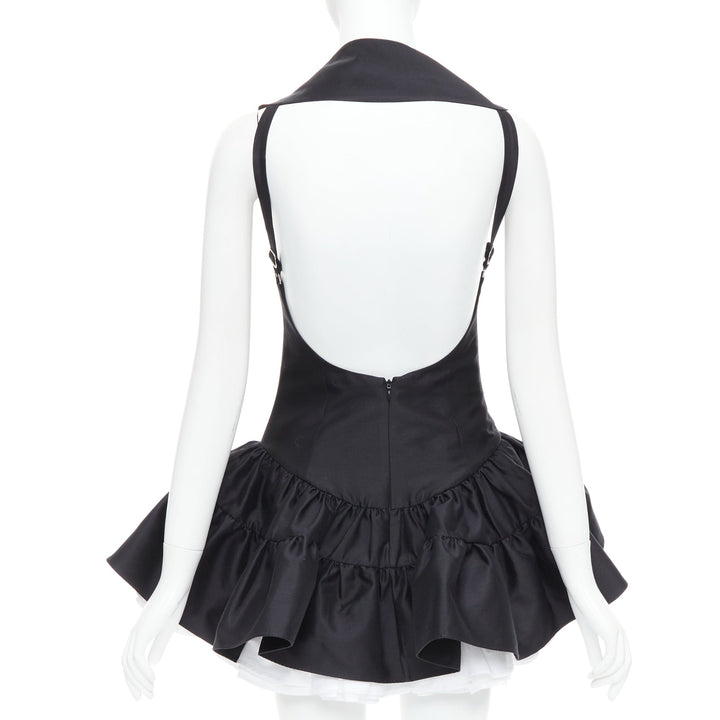 SHUSHU TONG Multilayer Bubble black wool silk puff skirt dress XS