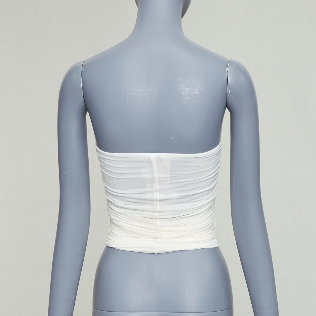 RICK OWENS 2023 Prong milk white cupro blend wired tube top IT38 XS