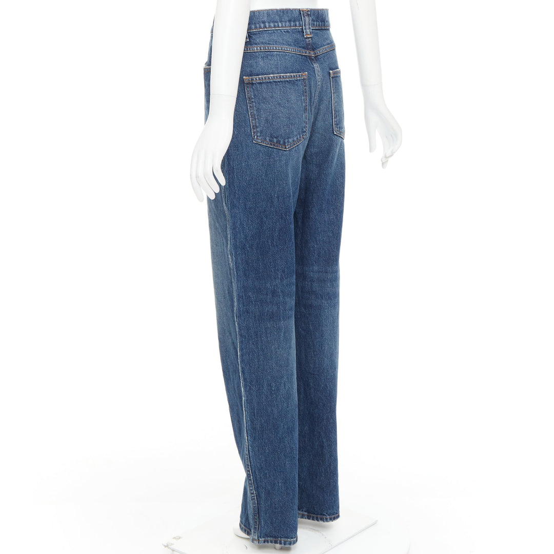 KHAITE Albi dark blue washed high waist tapered relaxed jeans 30"