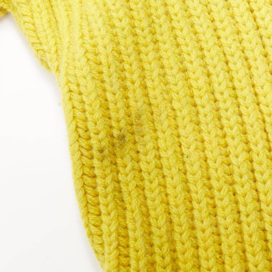 PRADA 2021 Runway yellow Shetland wool built in bra corset bust sweater IT38 XS