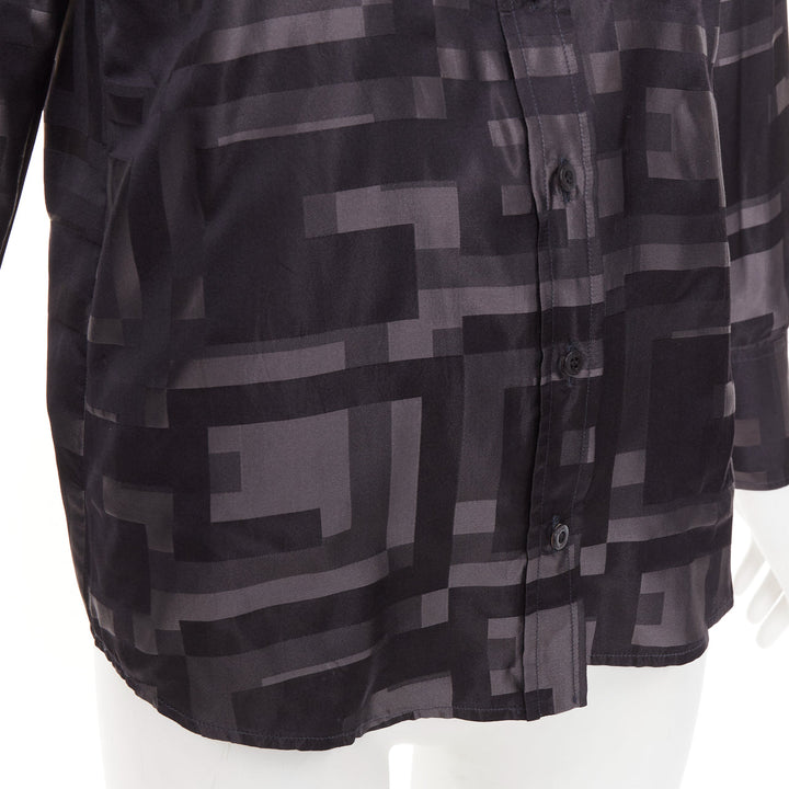 GUCCI SS1998 Tom Ford Vintage black grey geometric Square jacquard shirt IT38 XS