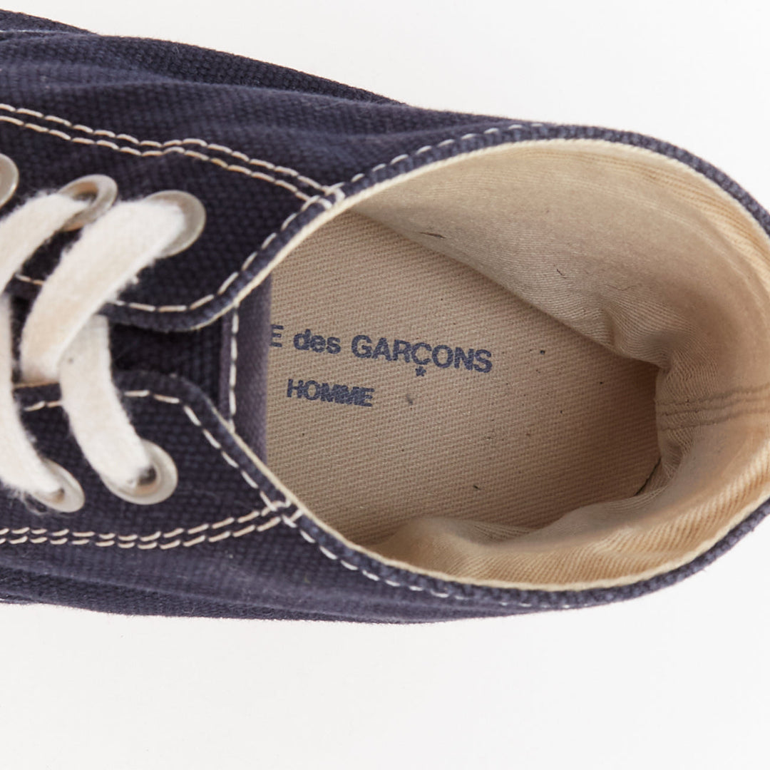 COMME DES GARCONS Homme navy canvas mid top skate sneakers EU39