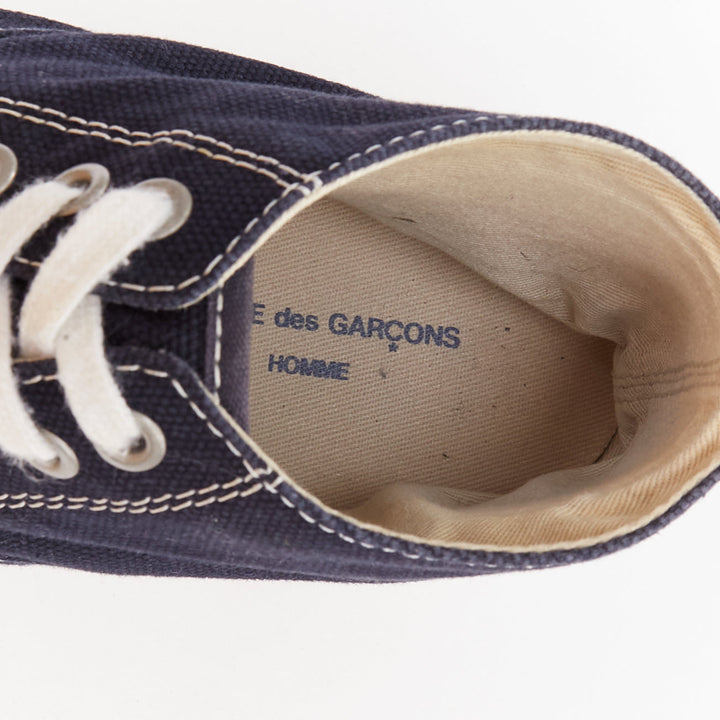COMME DES GARCONS Homme navy canvas mid top skate sneakers EU39