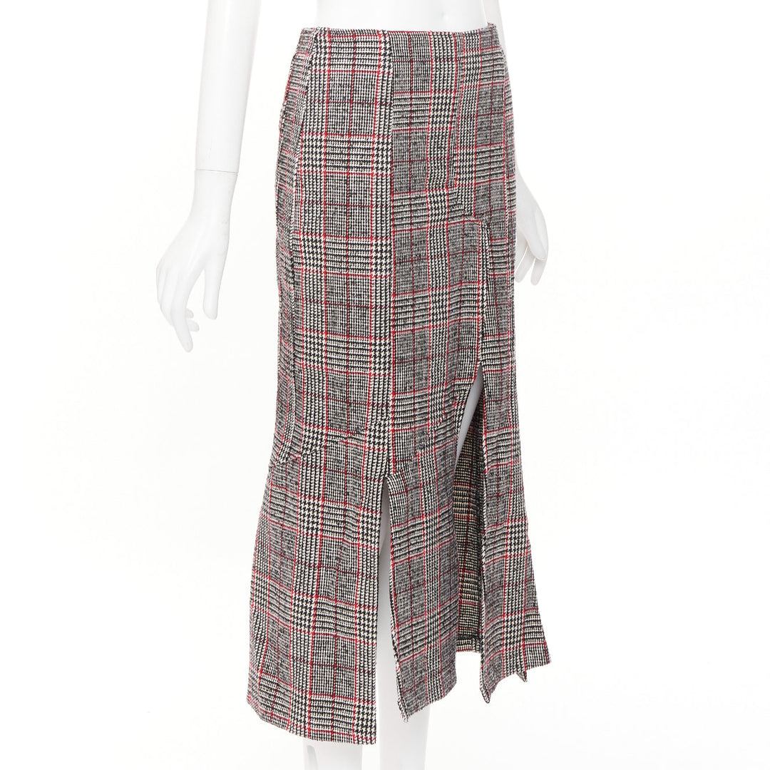 MCQ ALEXANDER MCQUEEN multicolor plaid checked tweed pleated midi skirt IT38