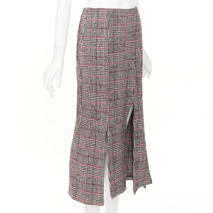 MCQ ALEXANDER MCQUEEN multicolor plaid checked tweed pleated midi skirt IT38