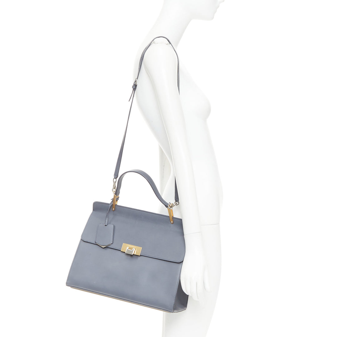 BALENCIAGA Le Dix Cartable Medium grey mix hardware structured top flap bag