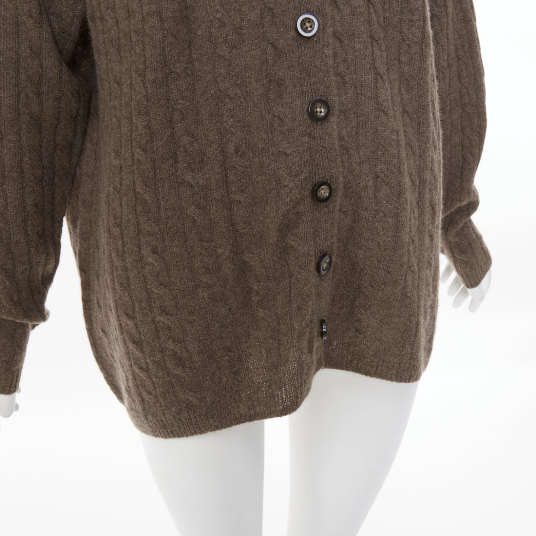 REFORMATION Giusta brown recycled cashmere blend cable knit cardigan sweater XS