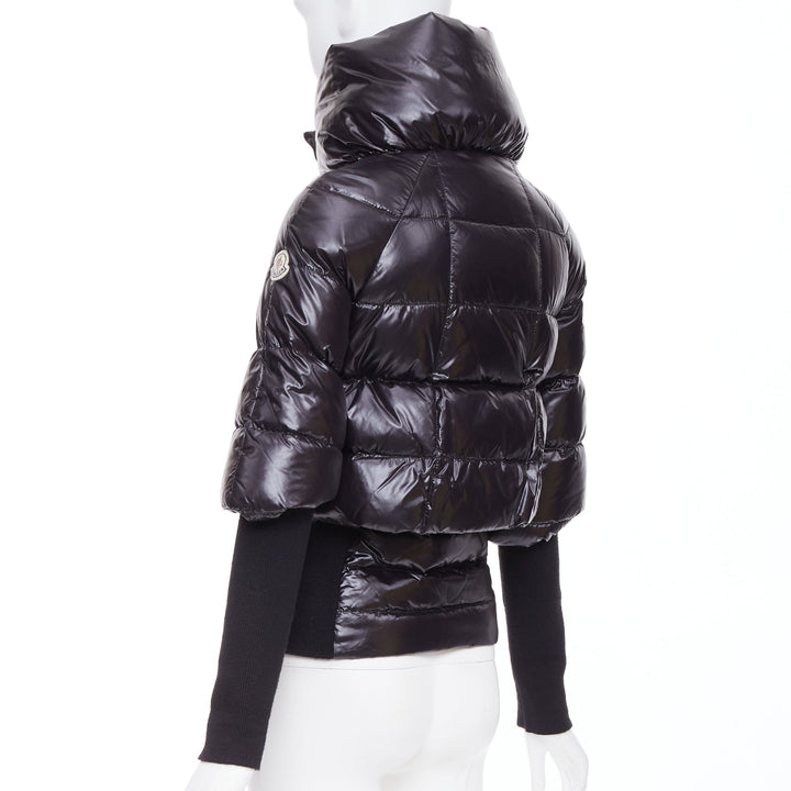 MONCLER Norme Afnor G32-003 black nylon layered high neck puffer jacket Sz.0 XS