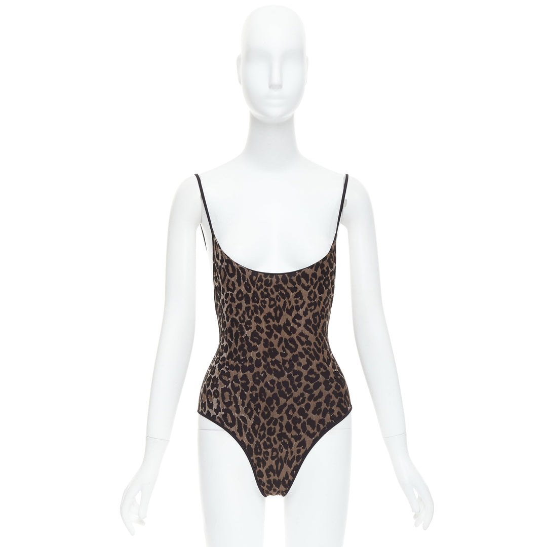 DOLCE GABBANA Mare Vintage brown leopard print scoop one piece swimsuit